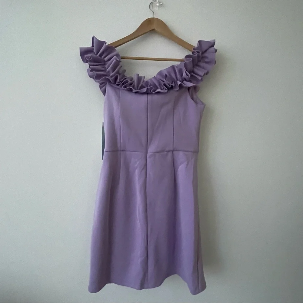 London times Lilac lavender ruffle off the shoulder dress - Picture 8 of 10
